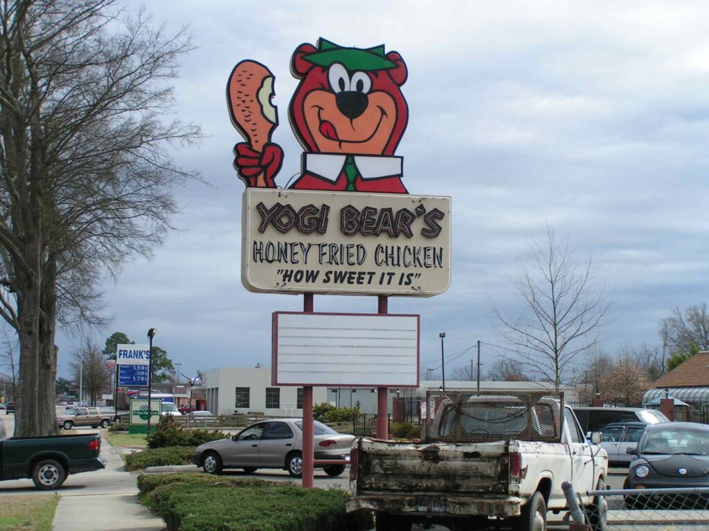 The last remaining Yogi Bear Honey Fried Chicken restaurant in Hartsville, SC